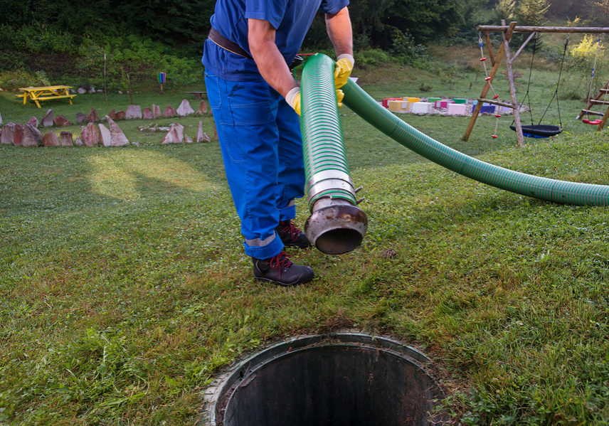 Emptying Household Septic Tank. Cleaning Sludge From Septic Syst